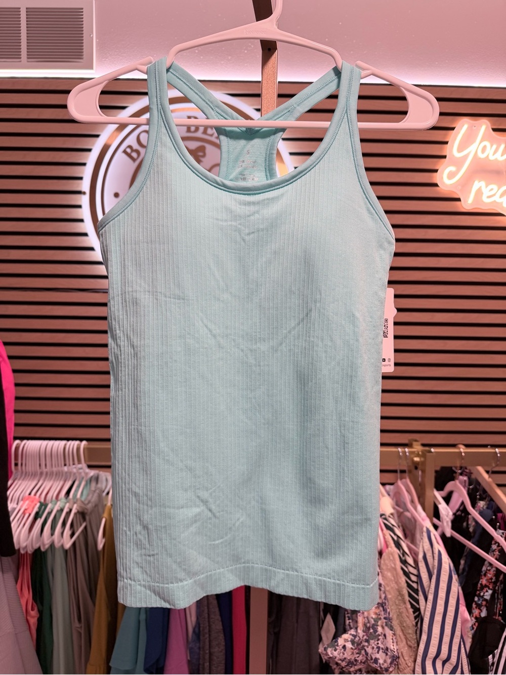 Women’s Light Aqua Ribbed Tank Top